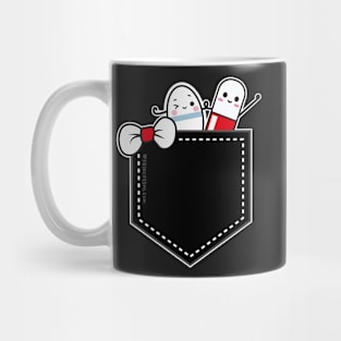 cute pills in pocket cartoon Mug